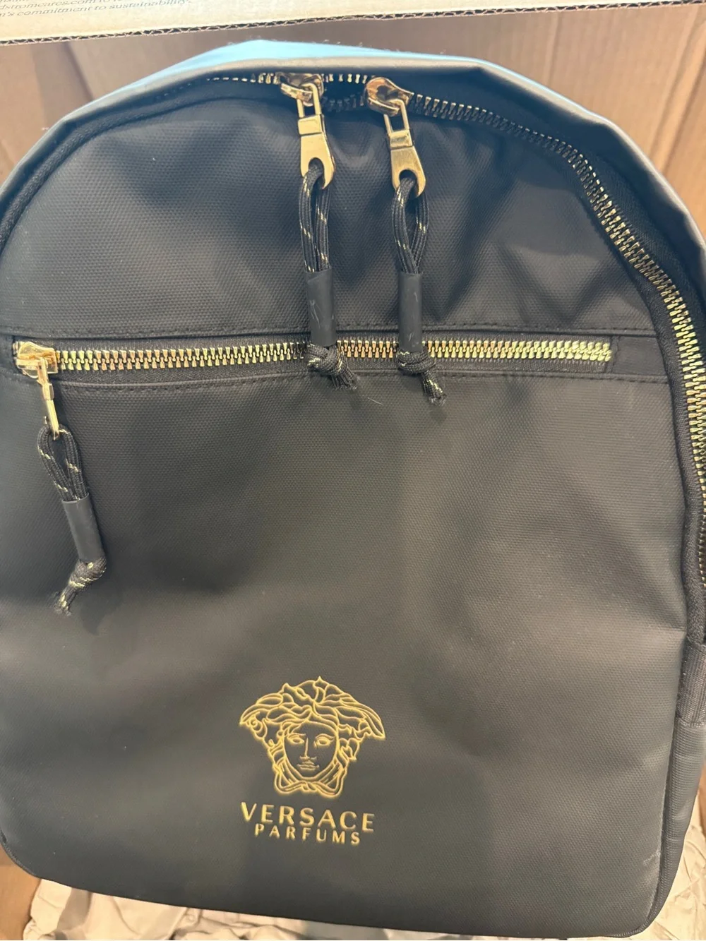 VERSACE Perfumes Black Logo Backpack